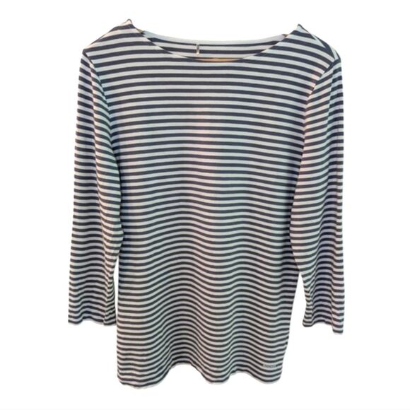 Bogner Tops - Bogner Striped 3/4 Sleeve Stretch Top Blue White 12